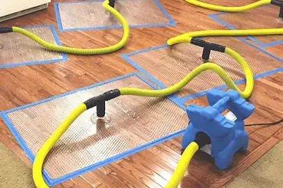 Air movers and dehumidifiers running through a house during drying